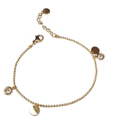 Bransoletka Golden Dots stal chirurgiczna z cyrkoniami i zawieszkami pozłacana 18k złotem