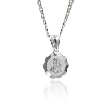 Srebrna zawieszka medalik częstochowski obwódka łezkowana