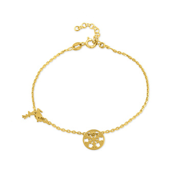 Srebrna bransoletka śnieżynka i renifer pozłacana