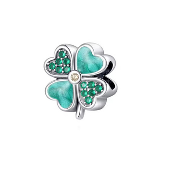 Srebrna zawieszka charms koniczynka do bransoletki modułowej pr.925