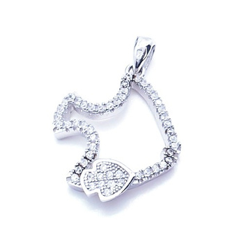 Srebrna zawieszka ażurowa rybka wysadzana cyrkoniami pr 0,925