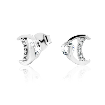 Srebrne kolczyki romantyczny półksiężyce z cyrkonią