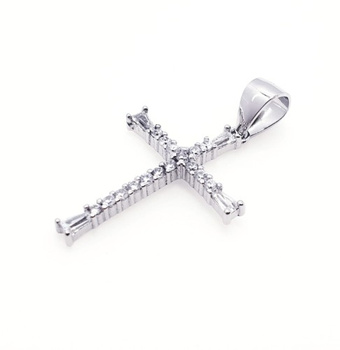 Srebrna zawieszka krzyżyk bez krawędzi z cyrkoniami pr 0,925