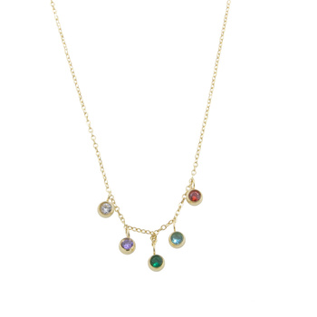 Naszyjnik stal chirurgiczna różnokolorowe kamykami pozłacany 18k złotem