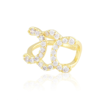 Kolczyk nausznica stal chirurgiczna kryształki pozłacany 18k złotem