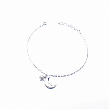 Srebrna bransoletka księżyc i gwiazdka z cyrkoniami pr 0,925