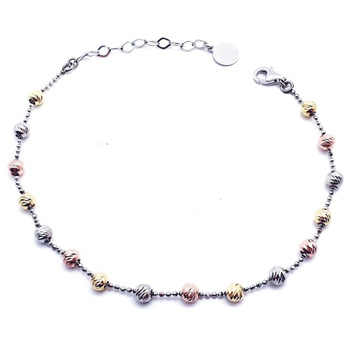 Srebrna trójkolorowa bransoletka z kulkami pr 0,925