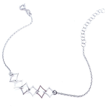 Srebrna bransoletka romby o lekko zakrzywionych w łuki krawędziach pr 0,925