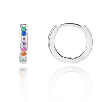 Srebrne kolczyki kółka kolorowe cyrkonie pr 0,925