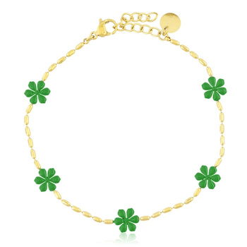 Bransoletka stal chirurgiczna kwiatki pozłacana 18k złotem