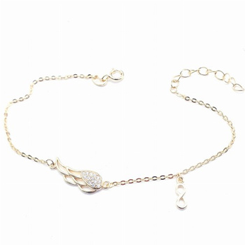 Srebrna bransoletka ażurowe skrzydło i nieskończoność pozłacana 18k złotem