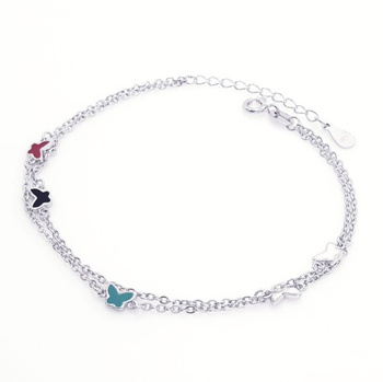 Srebrna bransoletka kolorowe motylki pr 0,925