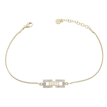 Bransoletka stal chirurgiczna antyczny symbol z cyrkonią pozłacana 18k złotem