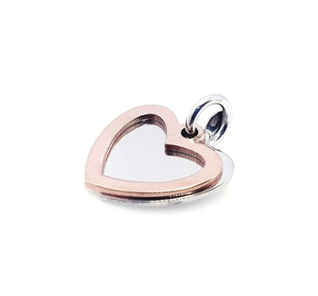 Srebrna dwukolorowa zawieszka ażurowe pozłacane serce i pełne srebrne serce