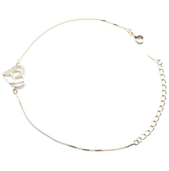 Srebrna bransoletka kot w sercu pozłacana 18k złotem z dodatkiem cyrkonii