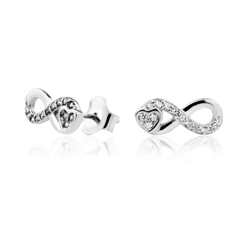 Srebrne kolczyki serca nieskończoność jedyne w swoim rodzaju