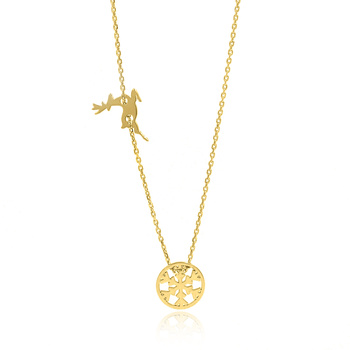 Srebrny naszyjnik celebrytka śnieżynka i renifer pozłacany