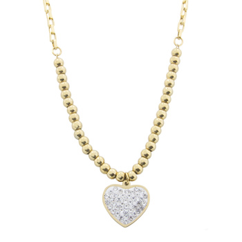 Naszyjnik stal chirurgicznakulki i serduszko pozłacany 18k złotem