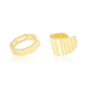 Kolczyk + nausznica stal chirurgiczna zestaw pozłacany 18k złotem