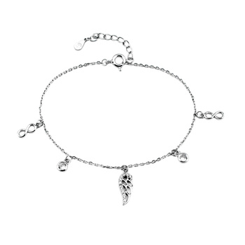 Wyjątkowa srebrna bransoletka z nieskończonością, sercem z cyrkoniami i linią życia.