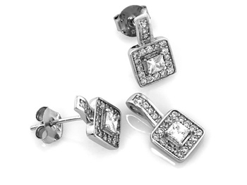 Srebrny komplet zawieszka i kolczyki z cyrkoniami pr.0,925