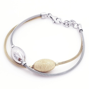 Bransoletka srebrna i złota owalne elementy pozłacana 18k złotem