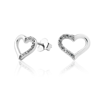 Srebrne kolczyki romantyczne serduszka z zapięciem na sztyft