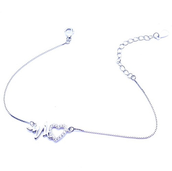 Srebrna bransoletka linia życia i serce z cyrkoniami pr 0,925