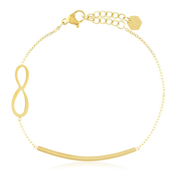 Bransoletka stal chirurgiczna nieskończoność pozłacana 18k złotem