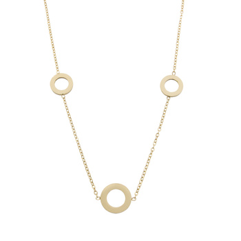 Naszyjnik stal chirurgiczna ażurowe kółka pozłacany 18k złotem