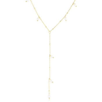 Naszyjnik stal chirurgiczna perełki pozłacany 18k złotem