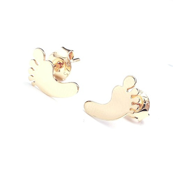 Srebrne kolczyki stópki dziecka pozłacane 18k złotem