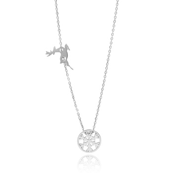 Srebrny naszyjnik celebrytka śnieżynka i renifer