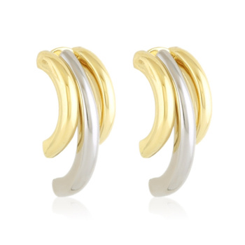 Kolczyki stal chirurgiczna półokrągłe dwukolorowe srebrne i pozłacane