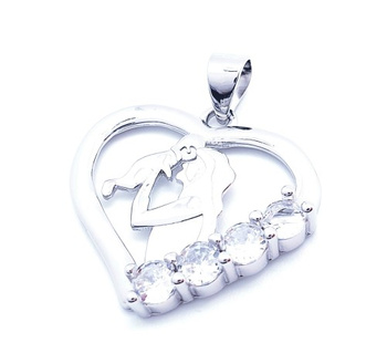Srebrna zawieszka ażurowa Mama z dzieckiem cyrkonie pr 0,925