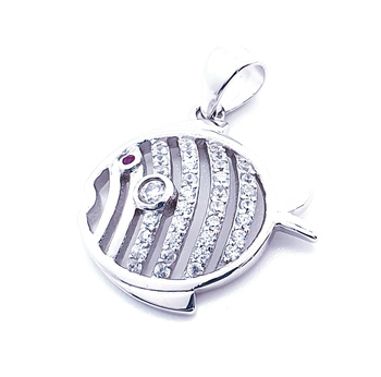 Srebrna zawieszka rybka z cyrkoniami pr 0,925