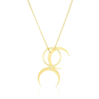 Naszyjnik stal chirurgiczna księżyce i kółko pozłacany 18k złotem