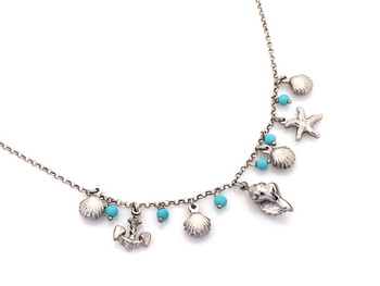 Srebrny naszyjnik muszelki rozgwiazdy kotwica pr.0,925