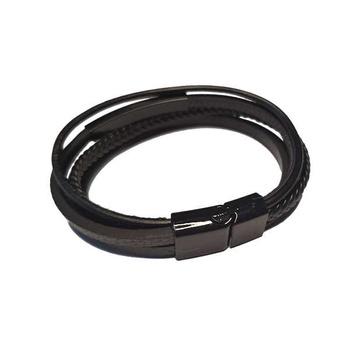 Bransoletka męska stal chirurgiczna, silikon, magnez, czarne zapięcie