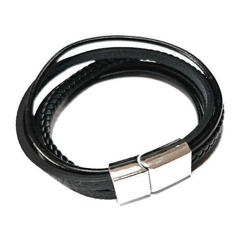 Bransoletka męska stal chirurgiczna, silikon, magnez, srebrne zapięcie