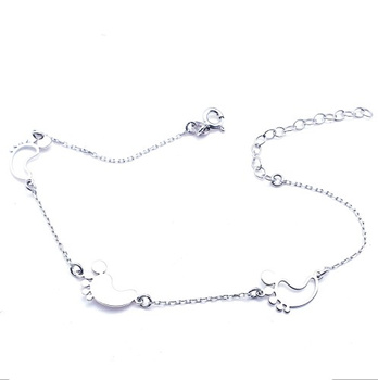 Srebrna bransoletka trzy stópki, ażurowe i pełna stópka pr 0,925