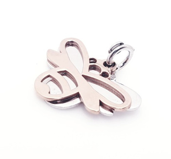 Srebrna dwukolorowa zawieszka ażurowa pozłacana pszczoła i pełna srebrna pszczoła