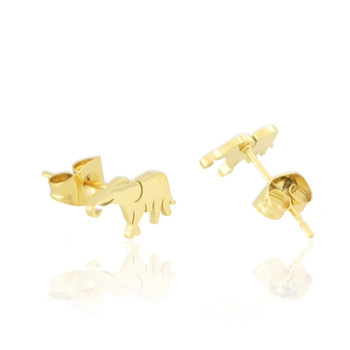 Kolczyki stal chirurgiczna słonik pozłacane 18k złotem
