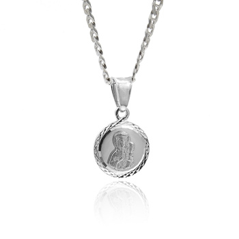 Srebrna zawieszka medalik częstochowski obwódka nacinana