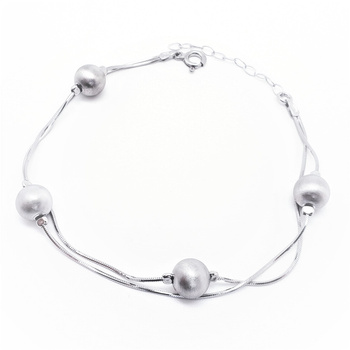 Srebrna bransoletka dwułańcuszkowa z kulkami regulowana pr 0,925