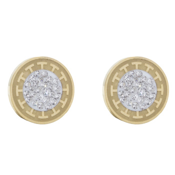 Kolczyki stal chirurgiczna kółka z cyrkoniami pozłacane 18k złotem