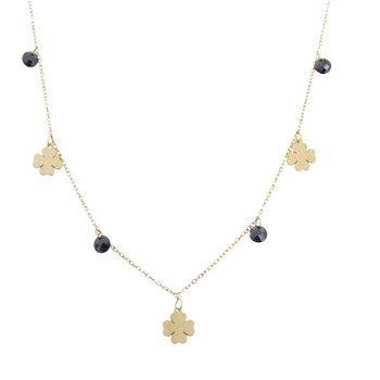 Naszyjnik stal chirurgiczna z motywem koniczynki pozłacany 18k złotem