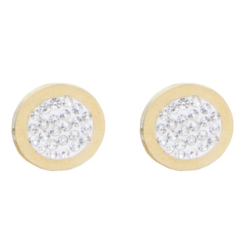 Kolczyki stal chirurgiczna z cyrkoniami pozłacane 18k złotem