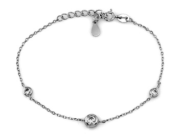 Srebrna delikatna i błyszcząca bransoletka z cyrkoniami