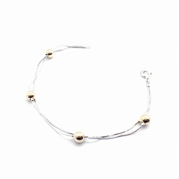 Srebrna bransoletka dwuklorowa z pozłacanymi kulkami pr 0,925